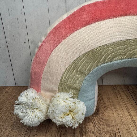 Rainbow Shelf Sitter Mon Ami Pillow Gift for Baby Pink Pom Pom NEW FAST SHIP - Picture 9 of 9